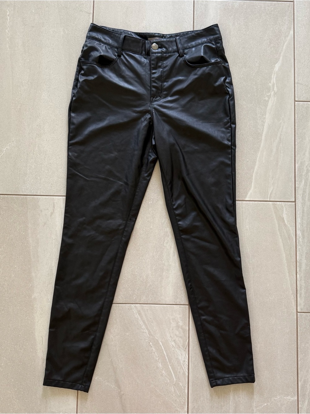 Maurices Women’s 12 Faux Leather Skinny Pants Black High Rise Stretch